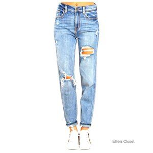 Stretch High Waisted Boyfriend Jeans Ripped Distressed Slim Denim Pants